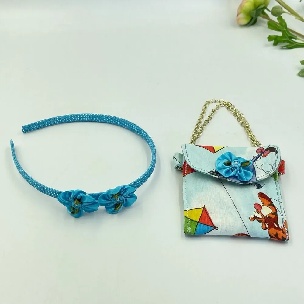 Girls Accessories Blue Purse Bag & Headband Set With Bow Winnie The Pooh